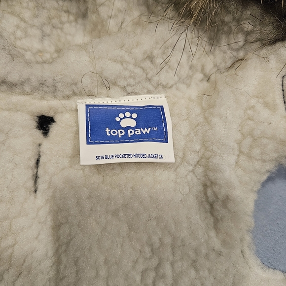 Top Paw dog hooded coat blue fur trim - Picture 4 of 12